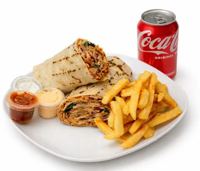 Chicken Wrap Combo with Ayran.