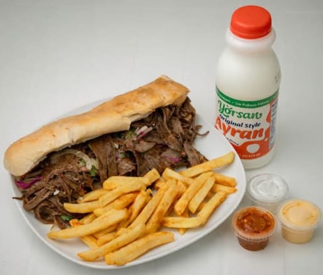 Beef and Lamb Sandwich Combo with Ayran.