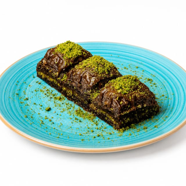 Chocolate Baklava with Double Pistachio.