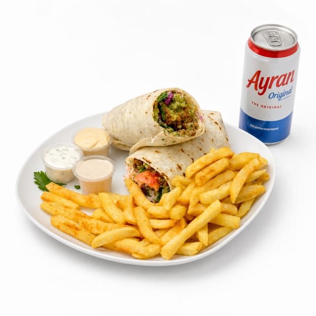 Falafel Wrap Combo with Ayran.